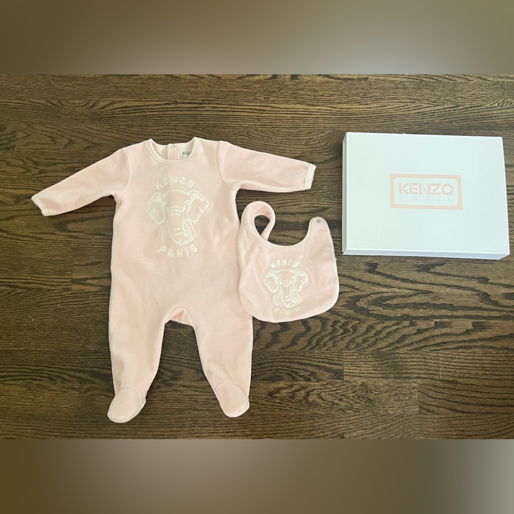 Kenzo Baby Soft Pink Onezie pajama Set